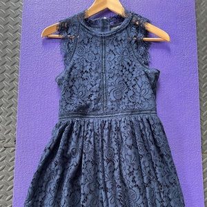 Girls Teen Dress, blue, lace, size 11-12